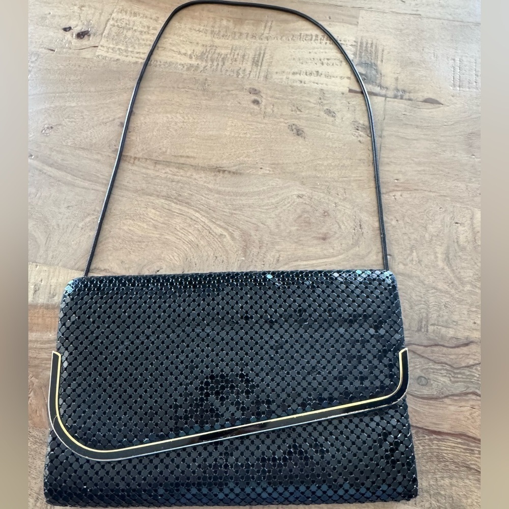 Vintage veneto aluminium Black Chain Mail Mesh Evening Bag Clutch Lined